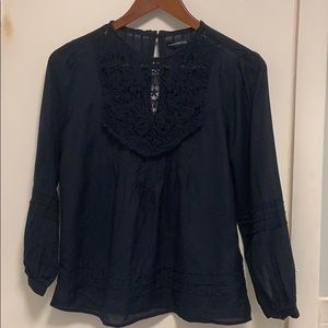Long sleeve navy blue blouse